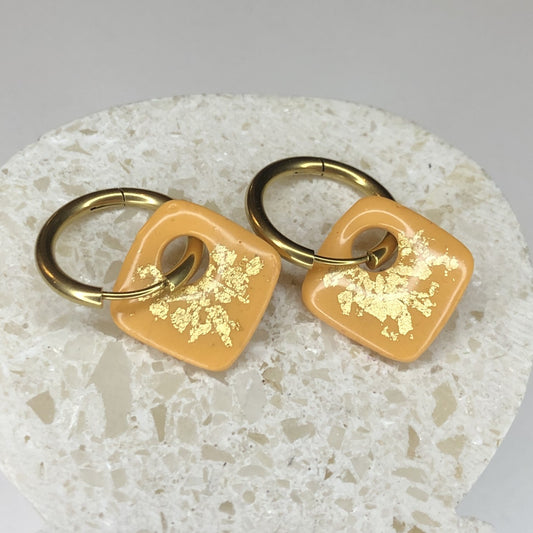 Boucles d'Oreilles Créoles Pampilles Carrées - Pêche et Or