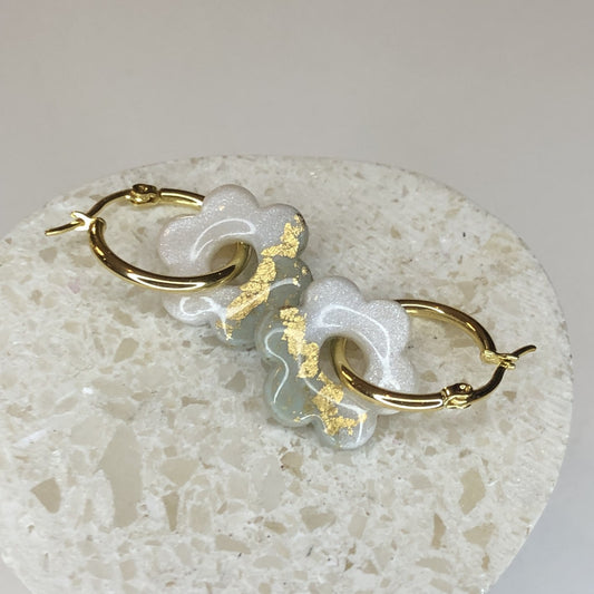 Boucles d'Oreilles Créoles Pampilles Fleurs Interchangeables