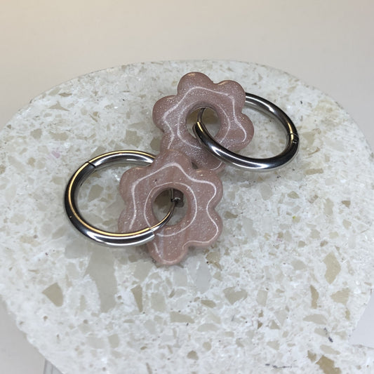 Boucles d'Oreilles Créoles Pampilles Fleurs - Violet Colombin