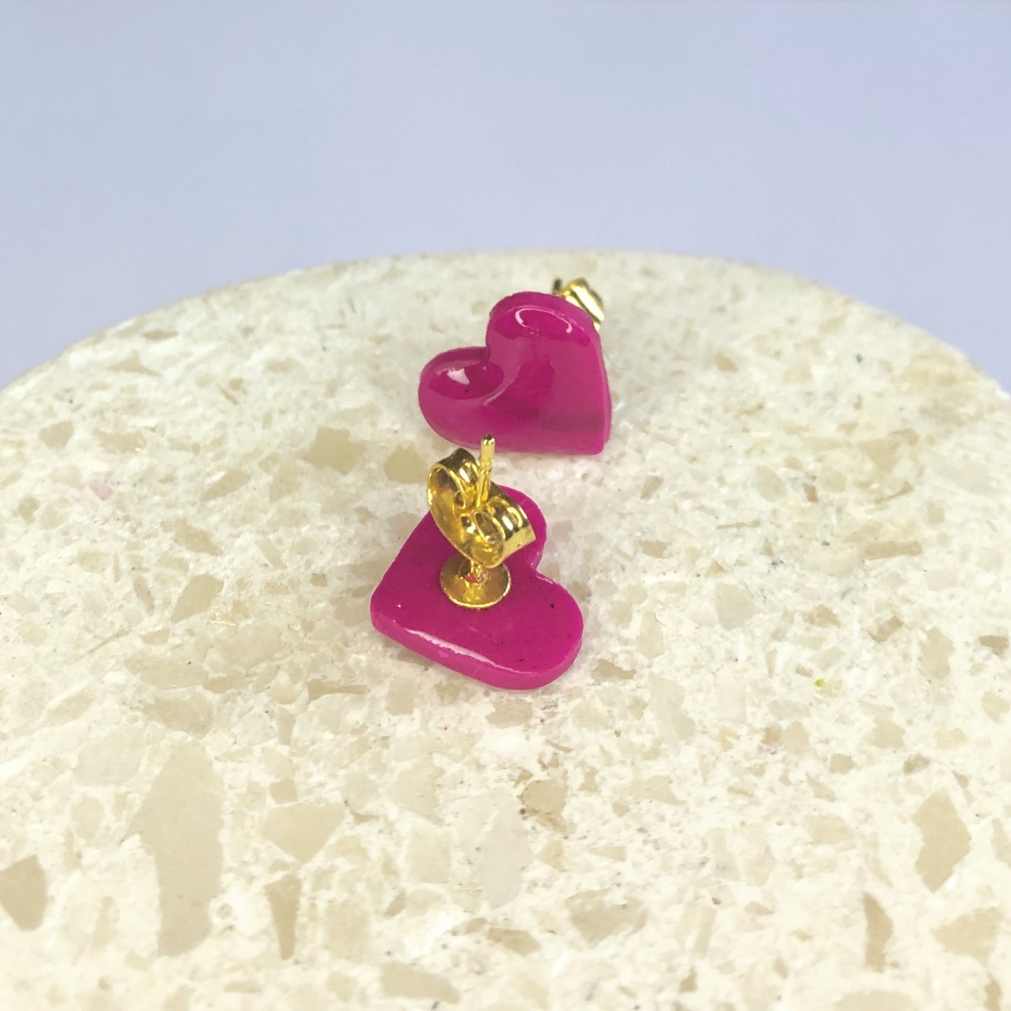 Puces d'Oreilles Cœurs - Rose Fuchsia et Léopard