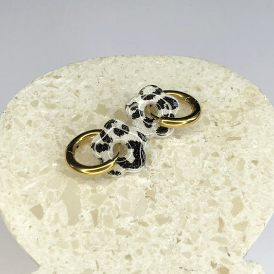 Boucles d'Oreilles Créoles Pampilles Small Fleurs - Léopard Blanc Nacré