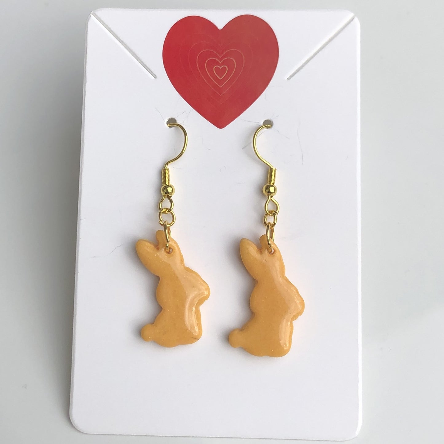 Boucles d'Oreilles Pendantes Lapins - Orange Vif