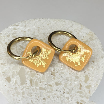 Boucles d'Oreilles Créoles Pampilles Carrées - Pêche et Or