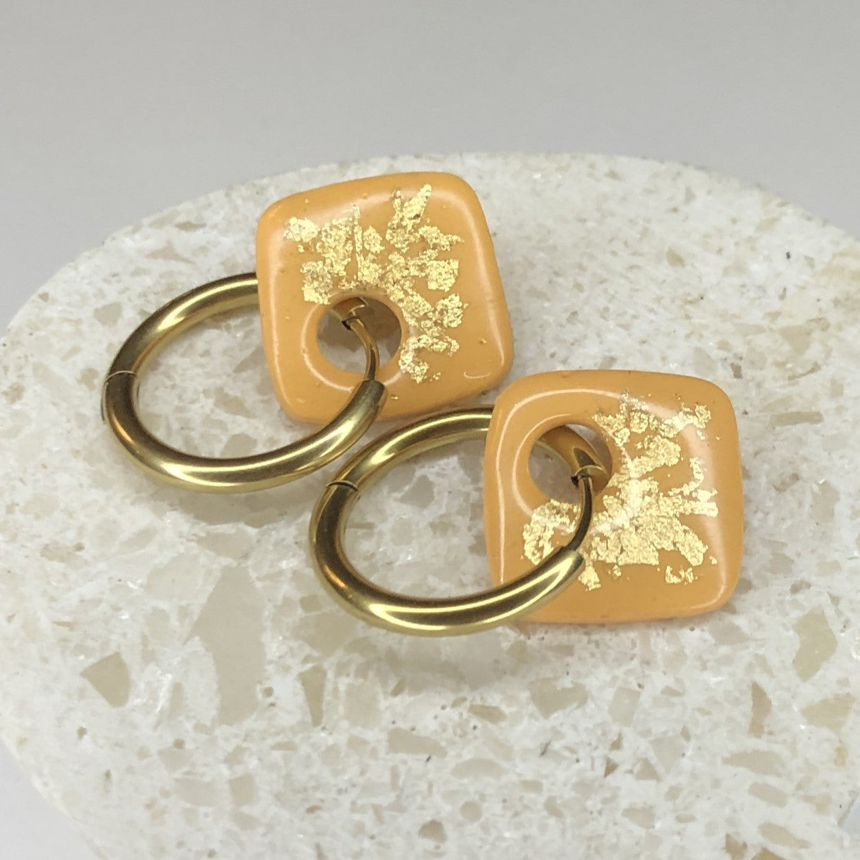 Boucles d'Oreilles Créoles Pampilles Carrées - Pêche et Or