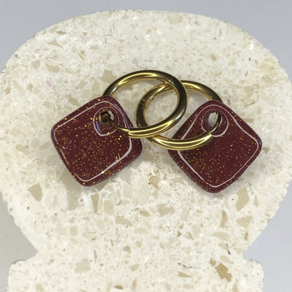 Boucles d'Oreilles Créoles Pampilles Carrées - Terra Cotta Pailletées