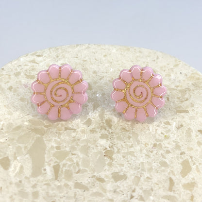 Puces d'Oreilles Fleurs - Rose Light et Or